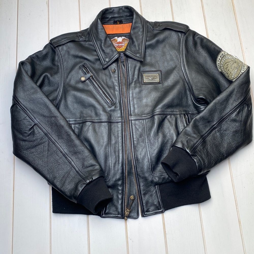 WOMENS HARLEY DAVIDSON LEATHER BOMBER JACKET